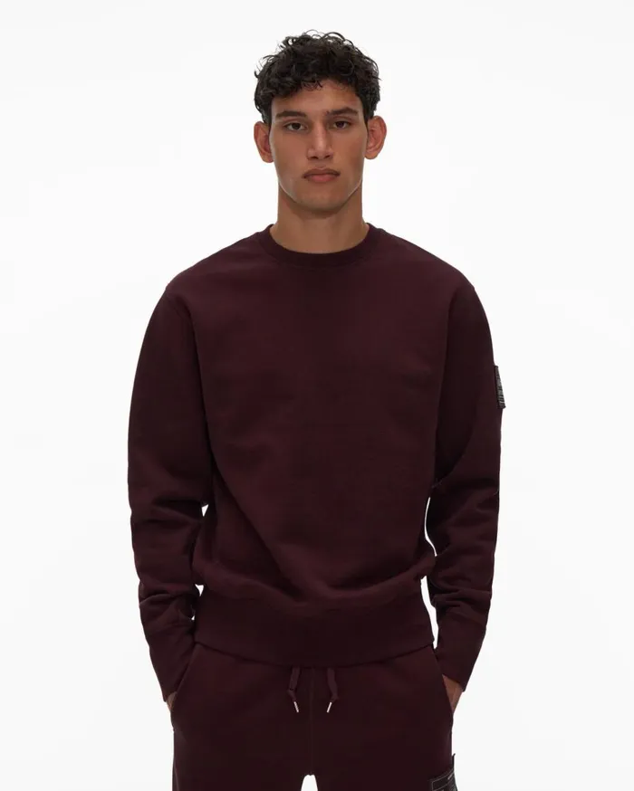 Sweatshirts Men Helmut Lang Patch Crewneck Sweatshirt Crimson Night