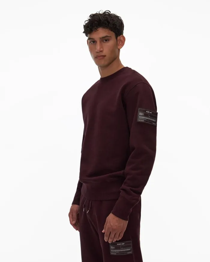 Sweatshirts Men Helmut Lang Patch Crewneck Sweatshirt Crimson Night
