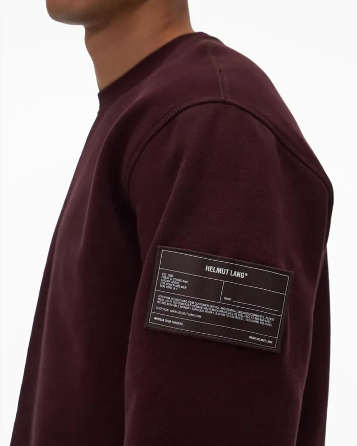 Sweatshirts Men Helmut Lang Patch Crewneck Sweatshirt Crimson Night