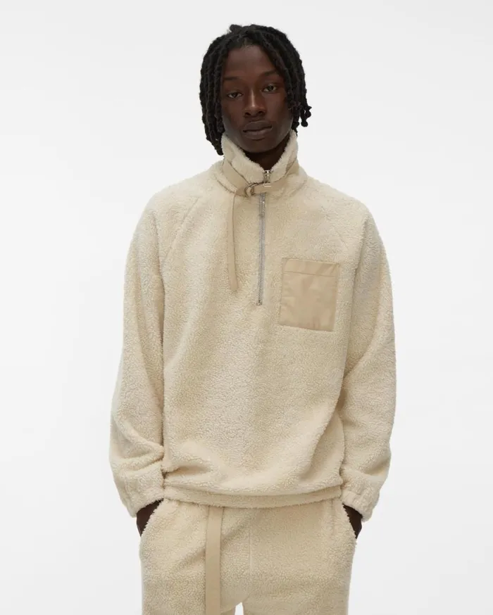 Sweatshirts Men Helmut Lang Shaggy Fleece Pullover Sweatshirt Winter White
