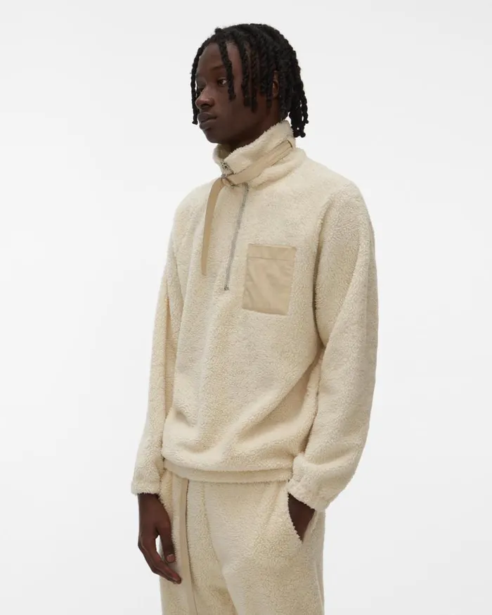 Sweatshirts Men Helmut Lang Shaggy Fleece Pullover Sweatshirt Winter White
