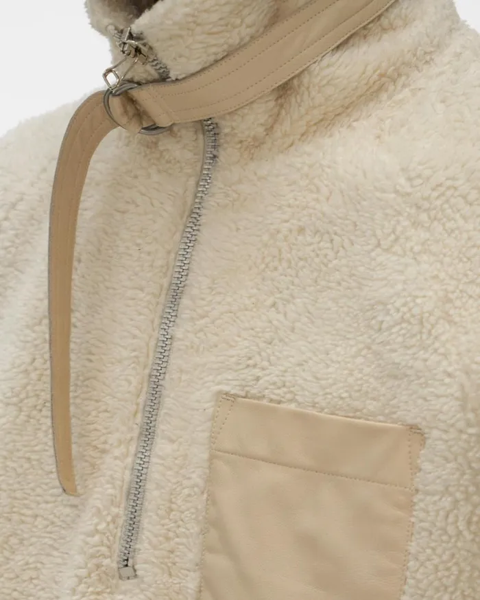 Sweatshirts Men Helmut Lang Shaggy Fleece Pullover Sweatshirt Winter White