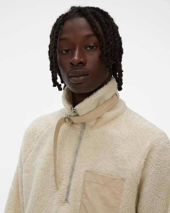 Sweatshirts Men Helmut Lang Shaggy Fleece Pullover Sweatshirt Winter White