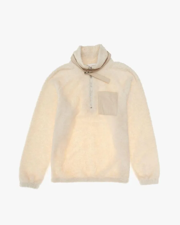 Sweatshirts Men Helmut Lang Shaggy Fleece Pullover Sweatshirt Winter White