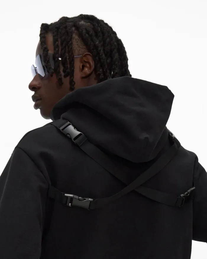 Sweatshirts Men Helmut Lang Strap Hoodie Basalt Black