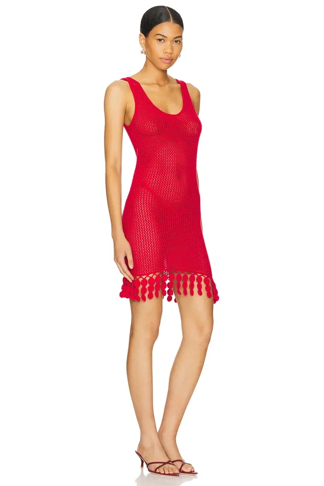 Swimsuits and CoverUps Women Lovers and Friends Consuelo Crochet Mini Dress Red Swimsuits and CoverUps Women Lovers and Friends Consuelo Crochet Mini Dress Red