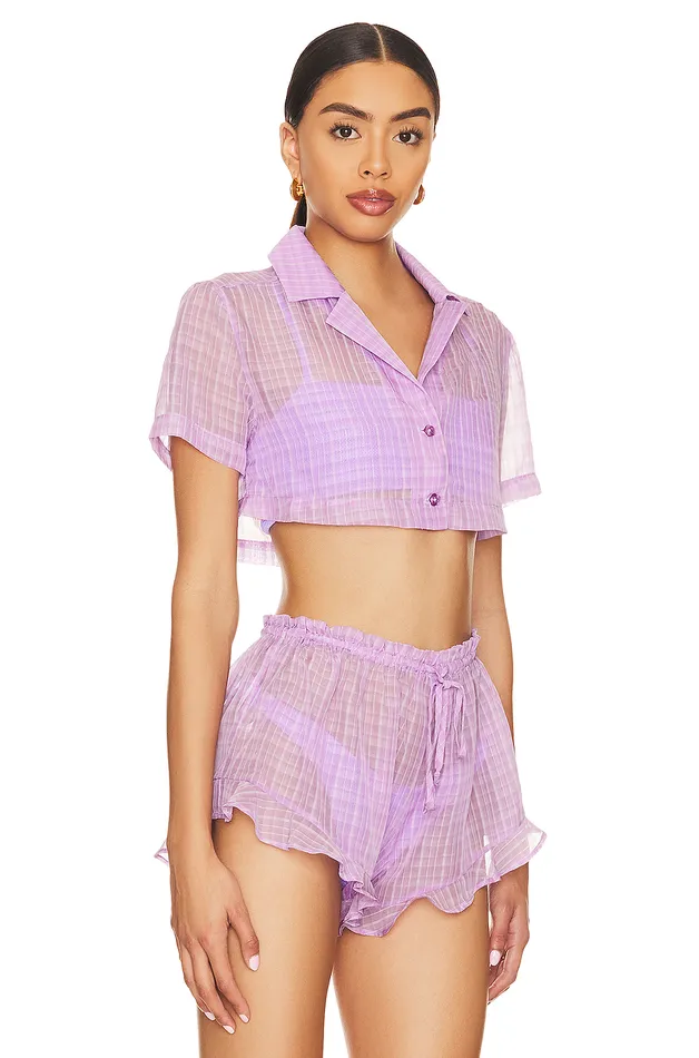 Swimsuits and CoverUps Women Lovers and Friends Daydreamer Crop Top Lilac Swimsuits and CoverUps Women Lovers and Friends Daydreamer Crop Top Lilac
