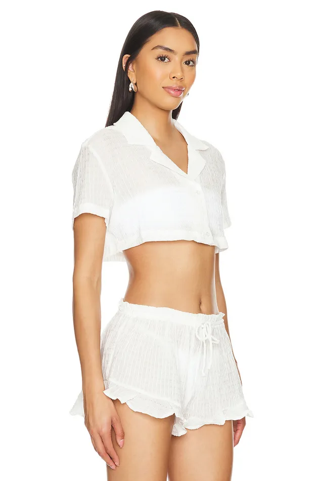 Swimsuits and CoverUps Women Lovers and Friends Daydreamer Crop Top White Swimsuits and CoverUps Women Lovers and Friends Daydreamer Crop Top White