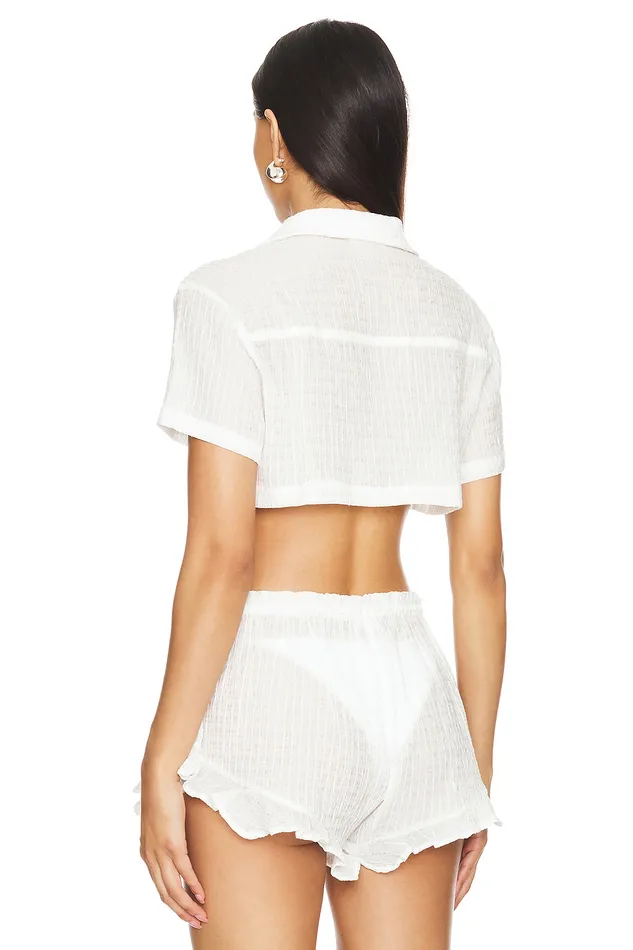 Swimsuits and CoverUps Women Lovers and Friends Daydreamer Crop Top White Swimsuits and CoverUps Women Lovers and Friends Daydreamer Crop Top White