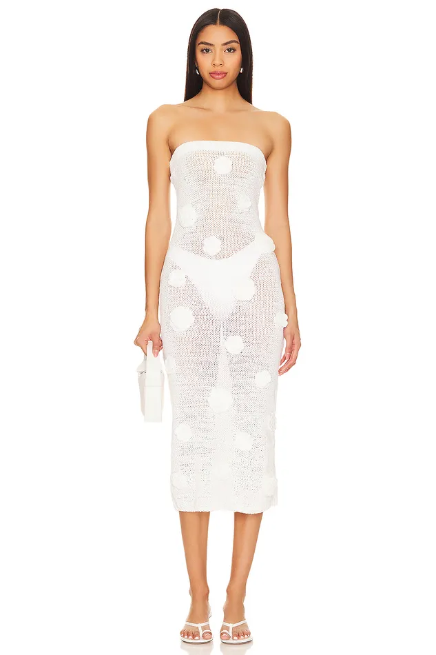 Swimsuits and CoverUps Women Lovers and Friends Everla Rosette Midi Dress Ivory