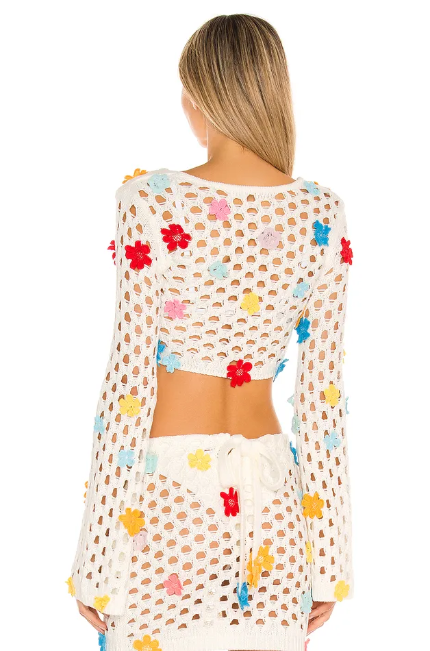 Swimsuits and CoverUps Women Lovers and Friends Flower Power Top White Swimsuits and CoverUps Women Lovers and Friends Flower Power Top White