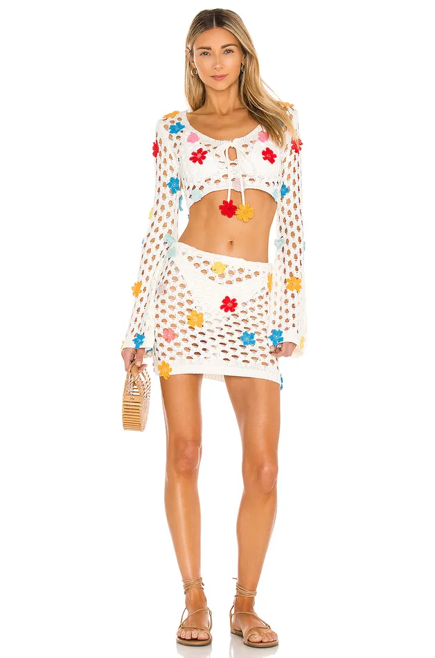 Swimsuits and CoverUps Women Lovers and Friends Flower Power Top White Swimsuits and CoverUps Women Lovers and Friends Flower Power Top White