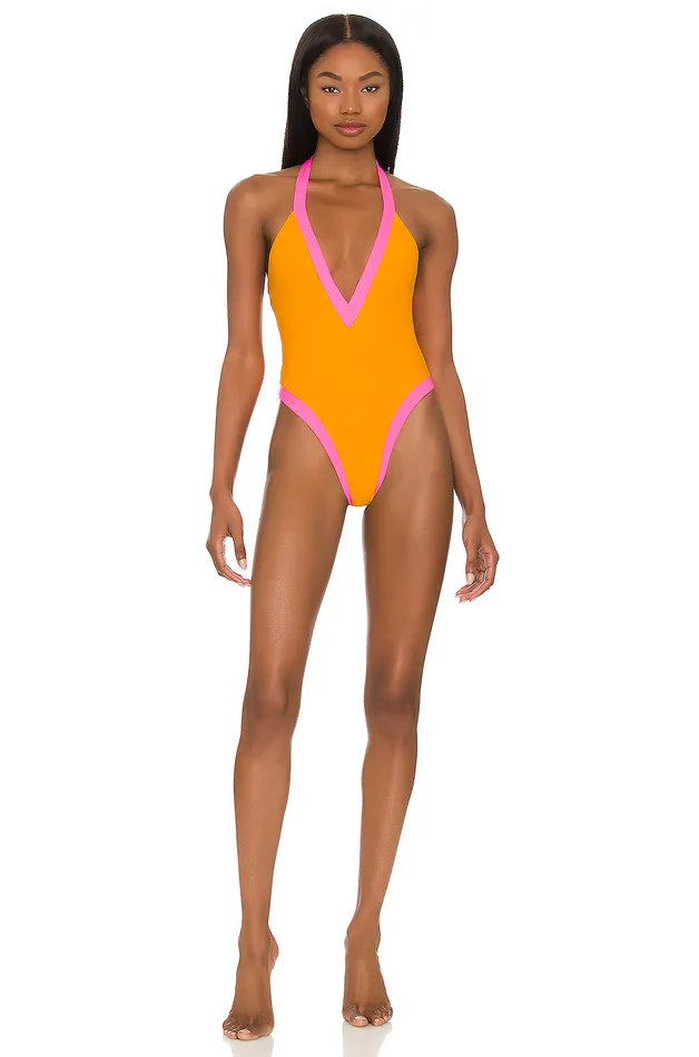 Swimsuits and CoverUps Women Lovers and Friends In Charge One Piece Tangerine and Pink Swimsuits and CoverUps Women Lovers and Friends In Charge One Piece Tangerine and Pink