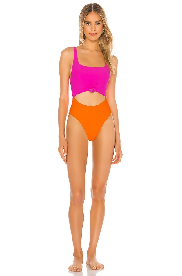 Swimsuits and CoverUps Women Lovers and Friends Jojo One Piece Pink and Orange Swimsuits and CoverUps Women Lovers and Friends Jojo One Piece Pink and Orange