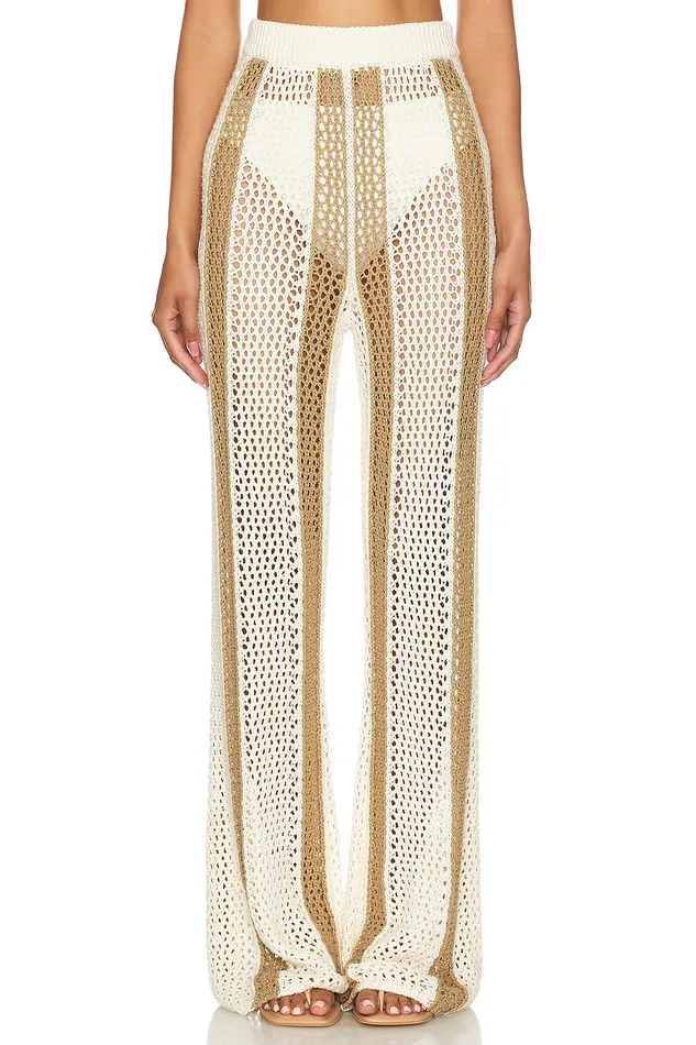 Swimsuits and CoverUps Women Lovers and Friends Kerim Stripe Pant Ivory and Beige Stripe Swimsuits and CoverUps Women Lovers and Friends Kerim Stripe Pant Ivory and Beige Stripe