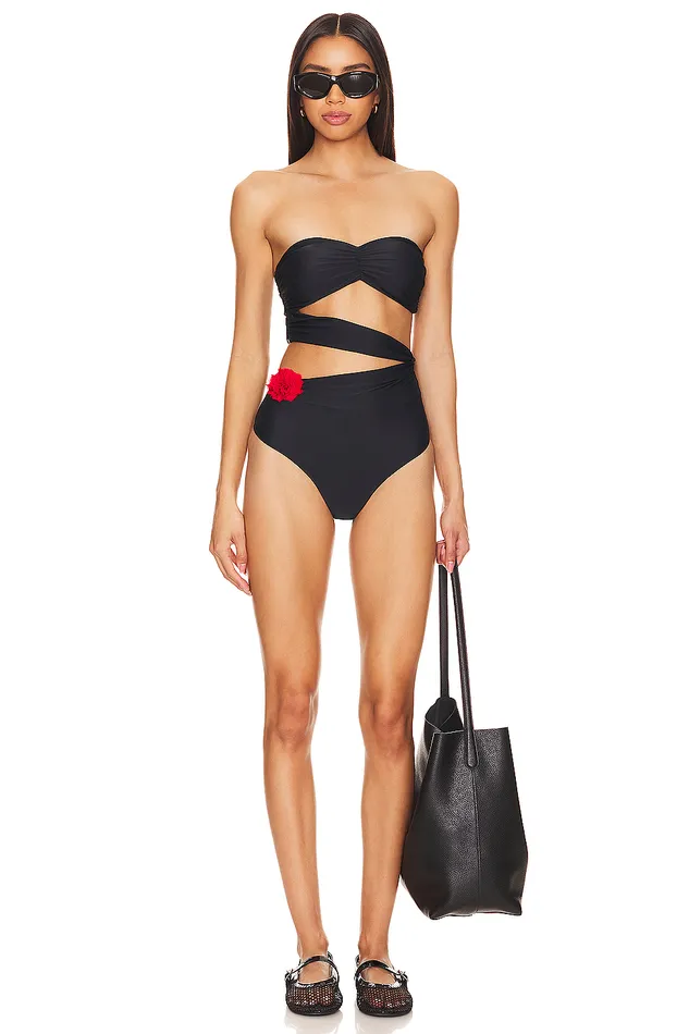 Swimsuits and CoverUps Women Lovers and Friends Lima Strapless One Piece Black and Red Swimsuits and CoverUps Women Lovers and Friends Lima Strapless One Piece Black and Red