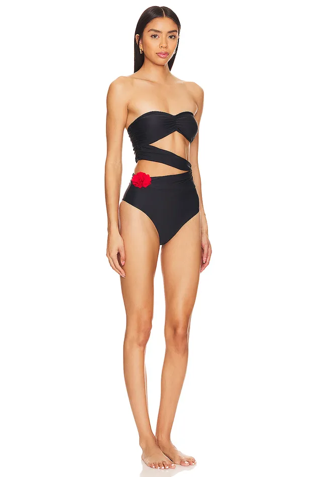 Swimsuits and CoverUps Women Lovers and Friends Lima Strapless One Piece Black and Red Swimsuits and CoverUps Women Lovers and Friends Lima Strapless One Piece Black and Red