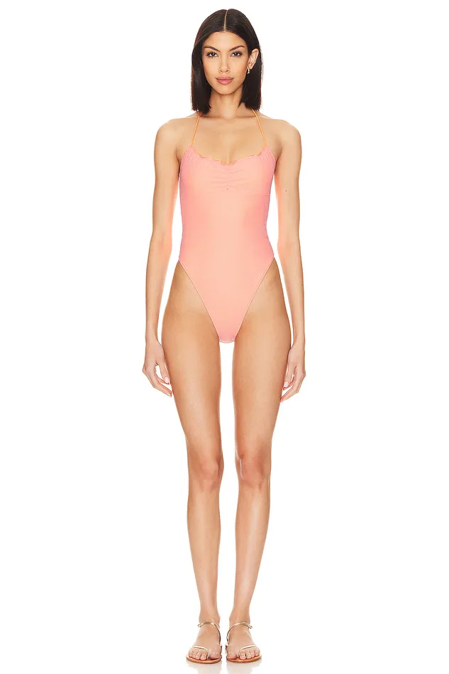 Swimsuits and CoverUps Women Lovers and Friends Lovely Day One Piece Orange and Pink Swimsuits and CoverUps Women Lovers and Friends Lovely Day One Piece Orange and Pink