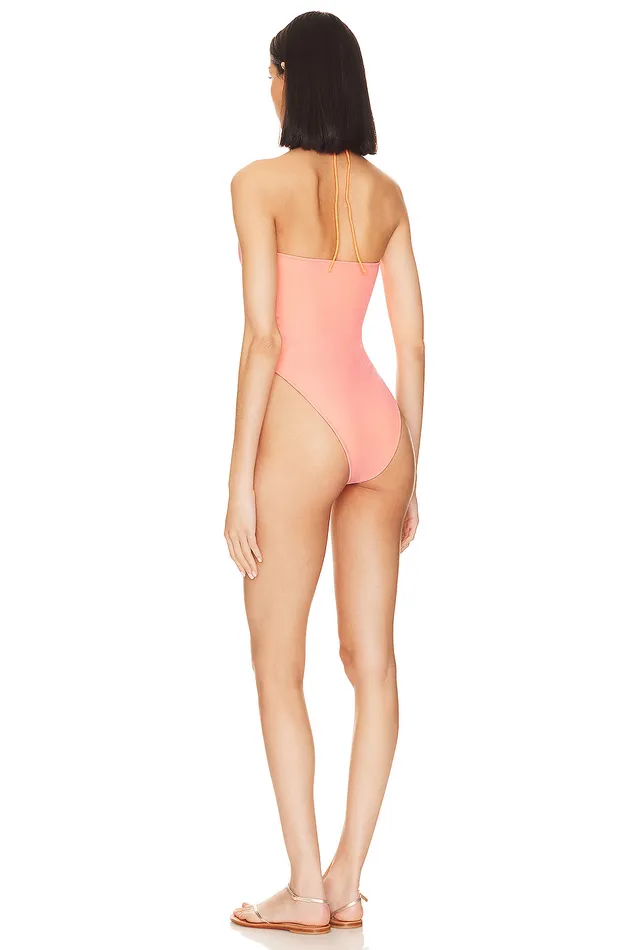 Swimsuits and CoverUps Women Lovers and Friends Lovely Day One Piece Orange and Pink Swimsuits and CoverUps Women Lovers and Friends Lovely Day One Piece Orange and Pink