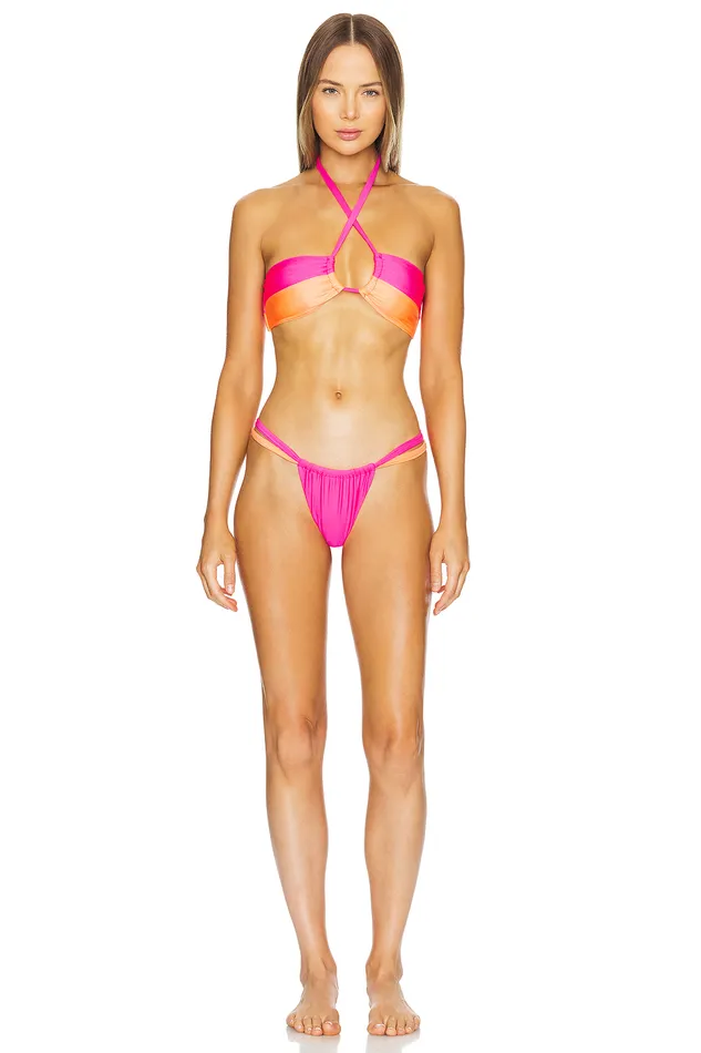 Swimsuits and CoverUps Women Lovers and Friends Lucky Girl Bottom Pink and Orange Swimsuits and CoverUps Women Lovers and Friends Lucky Girl Bottom Pink and Orange