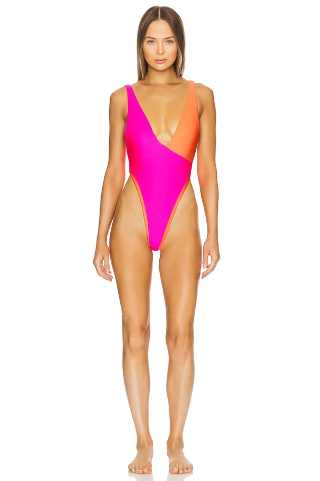 Swimsuits and CoverUps Women Lovers and Friends Lucky Girl One Piece Pink and Orange Swimsuits and CoverUps Women Lovers and Friends Lucky Girl One Piece Pink and Orange