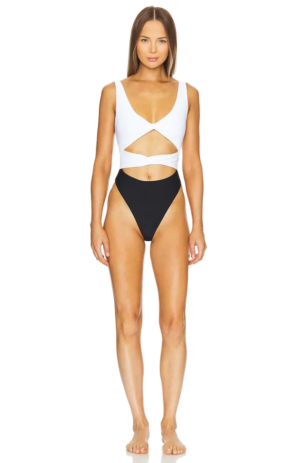 Swimsuits and CoverUps Women Lovers and Friends Moon Phase One Piece Black and White Swimsuits and CoverUps Women Lovers and Friends Moon Phase One Piece Black and White