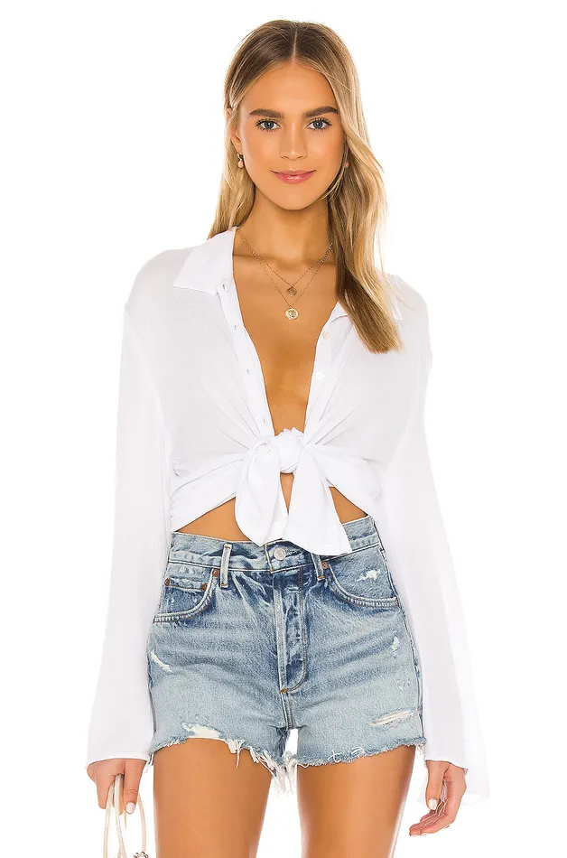 Swimsuits and CoverUps Women Lovers and Friends Whitney Beach Shirt Coconut White Swimsuits and CoverUps Women Lovers and Friends Whitney Beach Shirt Coconut White