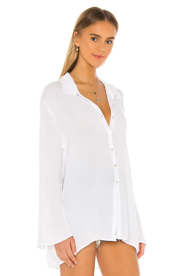 Swimsuits and CoverUps Women Lovers and Friends Whitney Beach Shirt Coconut White Swimsuits and CoverUps Women Lovers and Friends Whitney Beach Shirt Coconut White