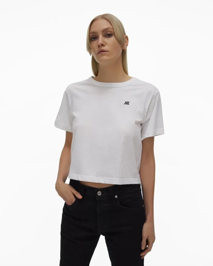 TShirts and Sweatshirts Women Helmut Lang Cropped Logo Tee White