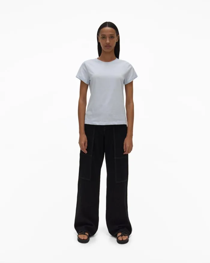 TShirts and Sweatshirts Women Helmut Lang Logo Baby Tee Cyber Blue
