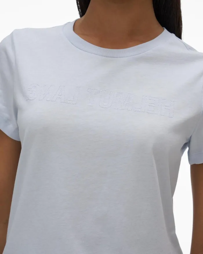 TShirts and Sweatshirts Women Helmut Lang Logo Baby Tee Cyber Blue