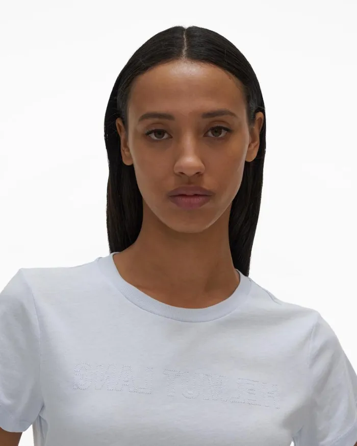 TShirts and Sweatshirts Women Helmut Lang Logo Baby Tee Cyber Blue