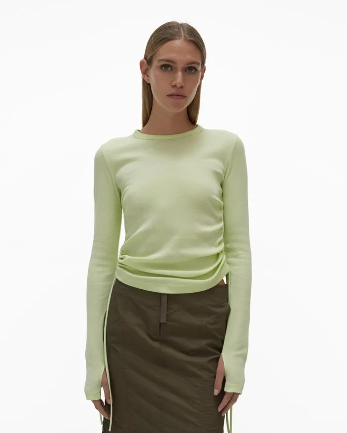 TShirts and Sweatshirts Women Helmut Lang LongSleeve Lacing Top Acid Green