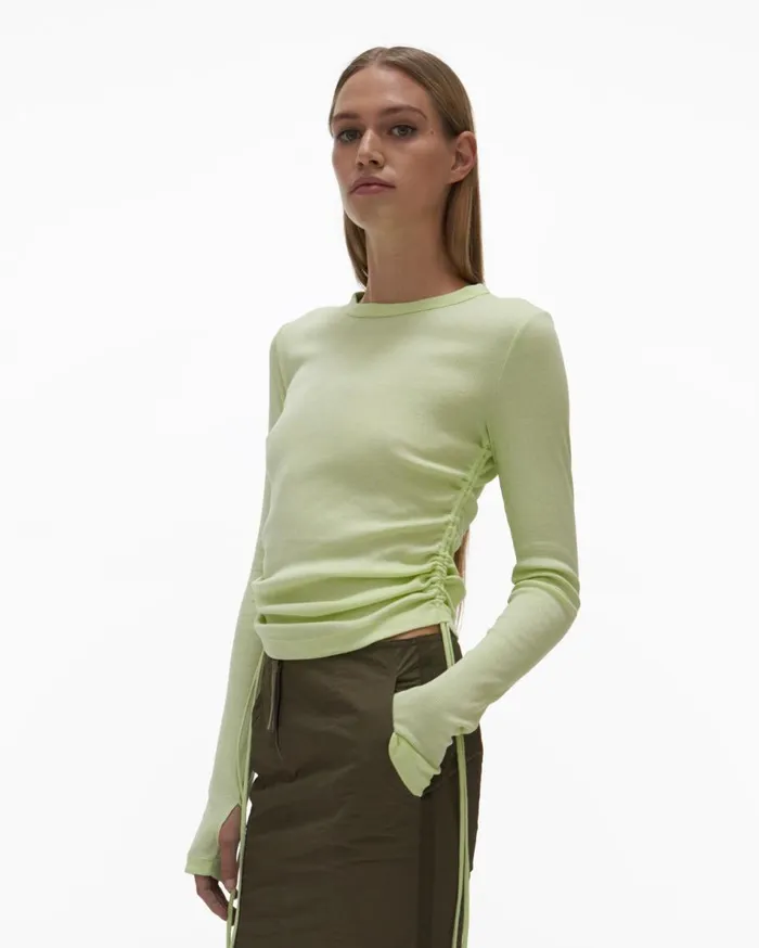 TShirts and Sweatshirts Women Helmut Lang LongSleeve Lacing Top Acid Green