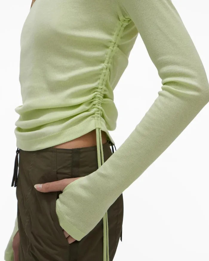 TShirts and Sweatshirts Women Helmut Lang LongSleeve Lacing Top Acid Green