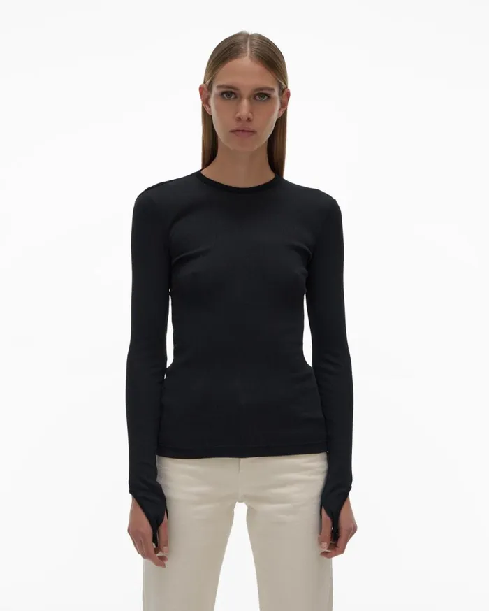 TShirts and Sweatshirts Women Helmut Lang Open Back Top Basalt Black