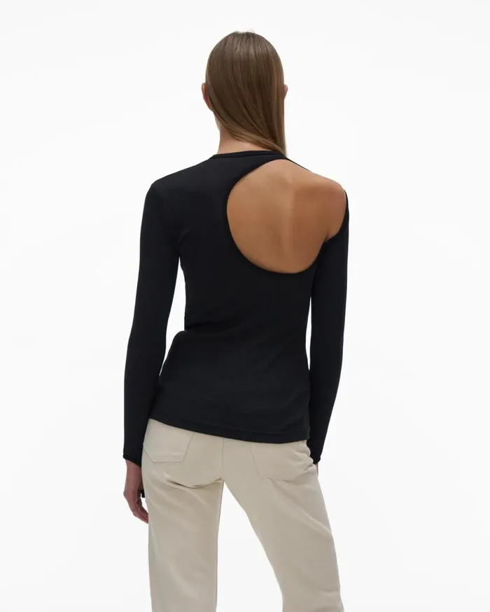TShirts and Sweatshirts Women Helmut Lang Open Back Top Basalt Black