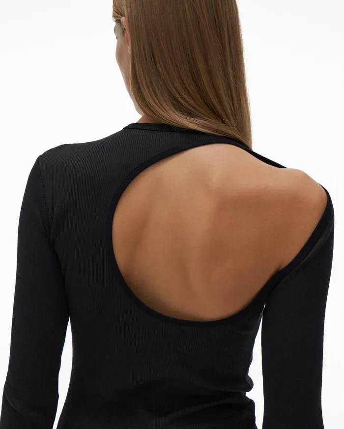 TShirts and Sweatshirts Women Helmut Lang Open Back Top Basalt Black