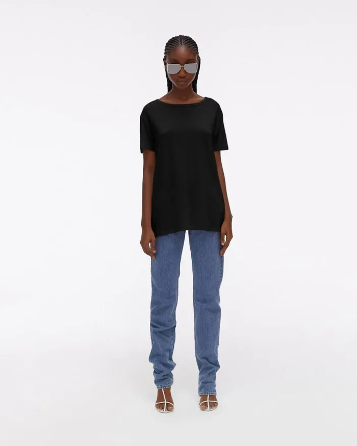 TShirts and Sweatshirts Women Helmut Lang Open TieBack Shortsleeve Tee Black