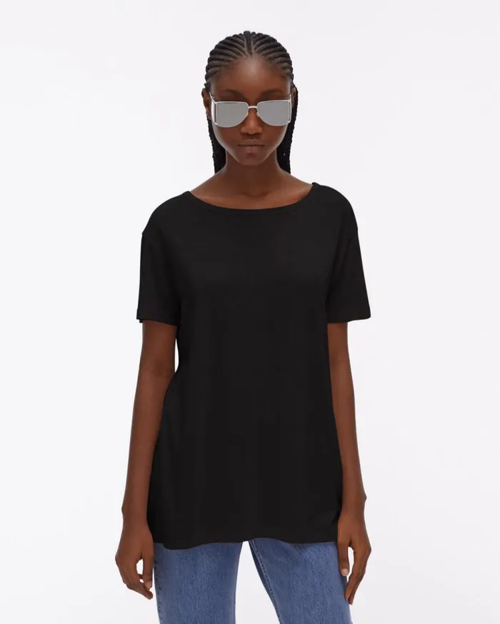 TShirts and Sweatshirts Women Helmut Lang Open TieBack Shortsleeve Tee Black