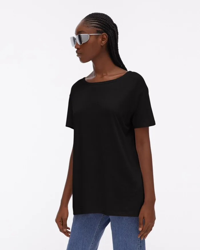 TShirts and Sweatshirts Women Helmut Lang Open TieBack Shortsleeve Tee Black