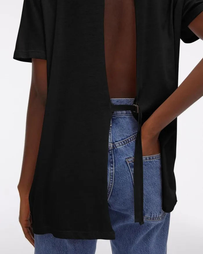 TShirts and Sweatshirts Women Helmut Lang Open TieBack Shortsleeve Tee Black