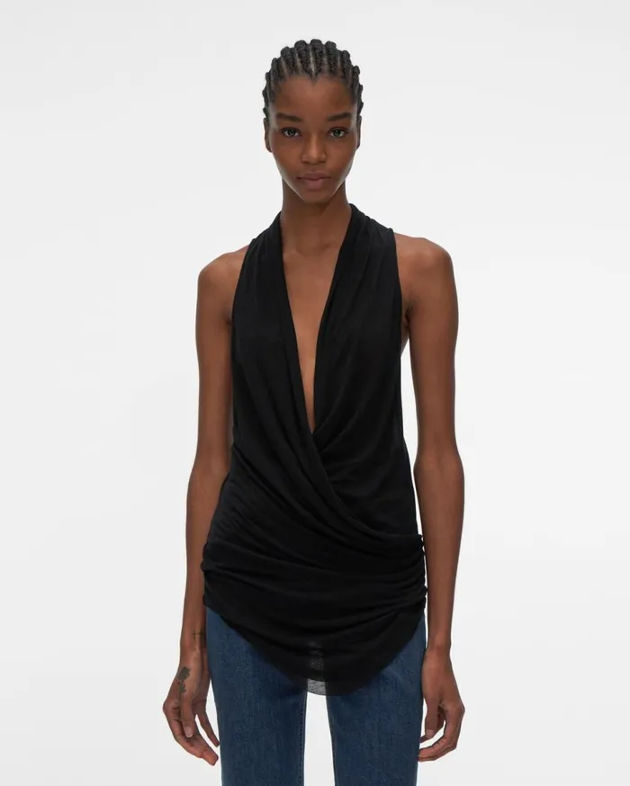 TShirts and Sweatshirts Women Helmut Lang Overlap Top Onyx