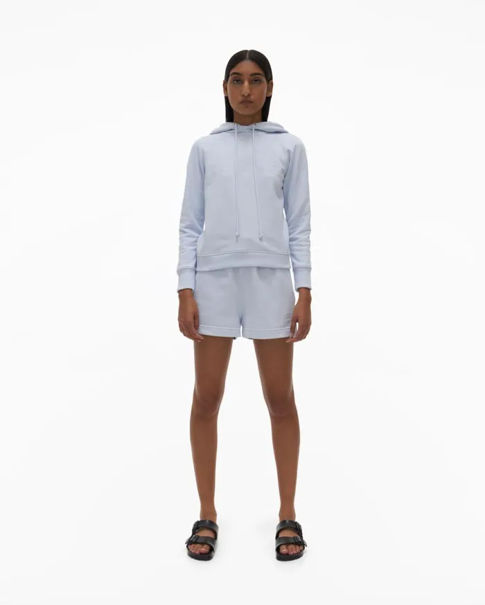 TShirts and Sweatshirts Women Helmut Lang Shrunken Hoodie Cyber Blue