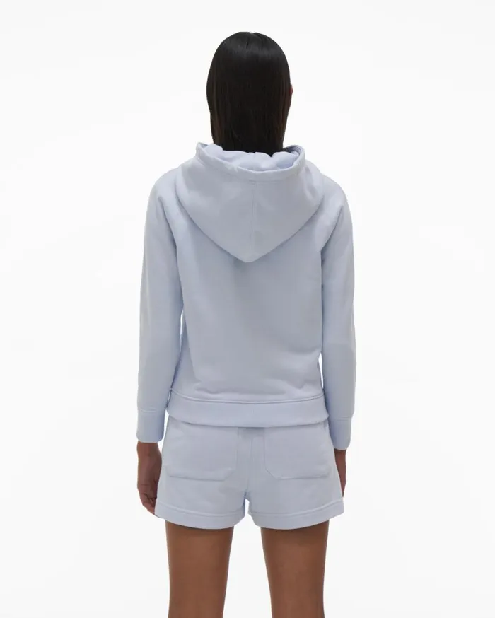 TShirts and Sweatshirts Women Helmut Lang Shrunken Hoodie Cyber Blue