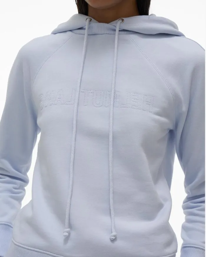 TShirts and Sweatshirts Women Helmut Lang Shrunken Hoodie Cyber Blue