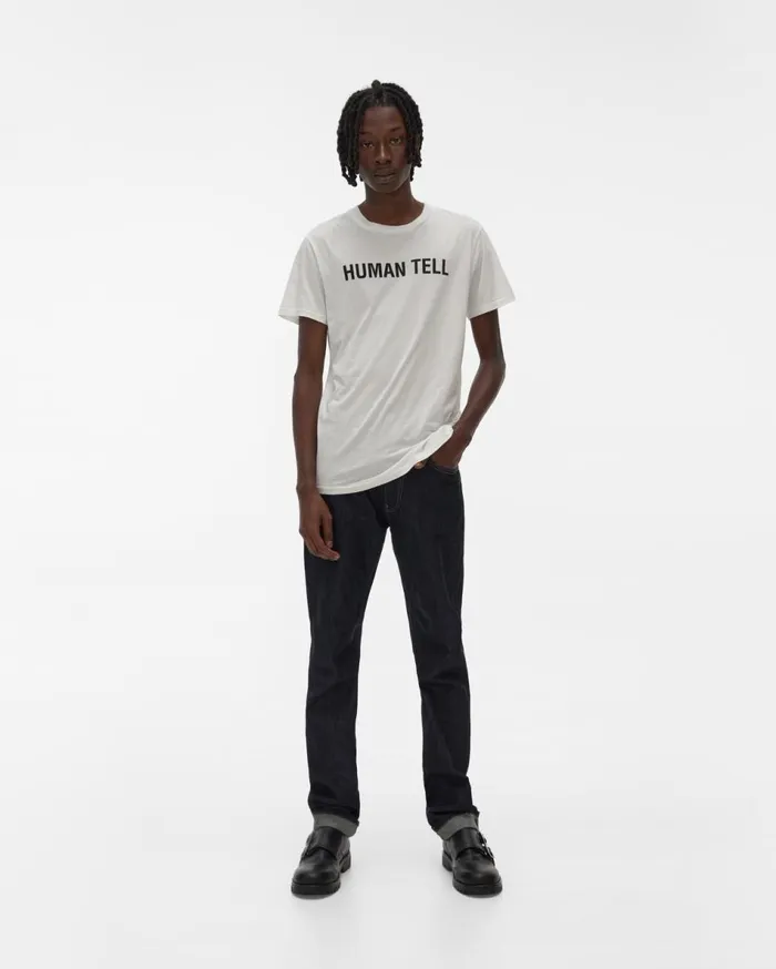TShirts Men Helmut Lang HUMAN TELL Standard Tee Chalk White