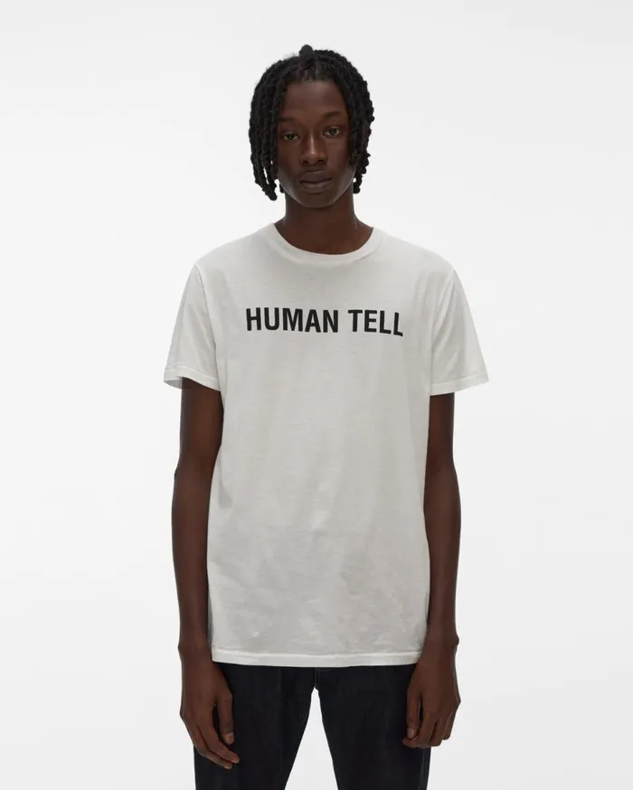 TShirts Men Helmut Lang HUMAN TELL Standard Tee Chalk White