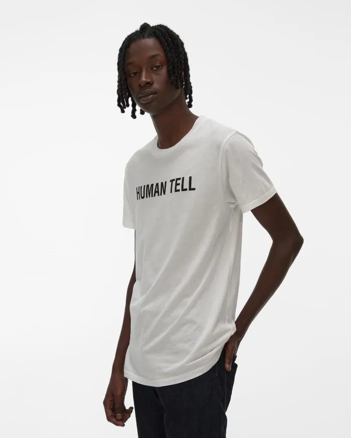 TShirts Men Helmut Lang HUMAN TELL Standard Tee Chalk White