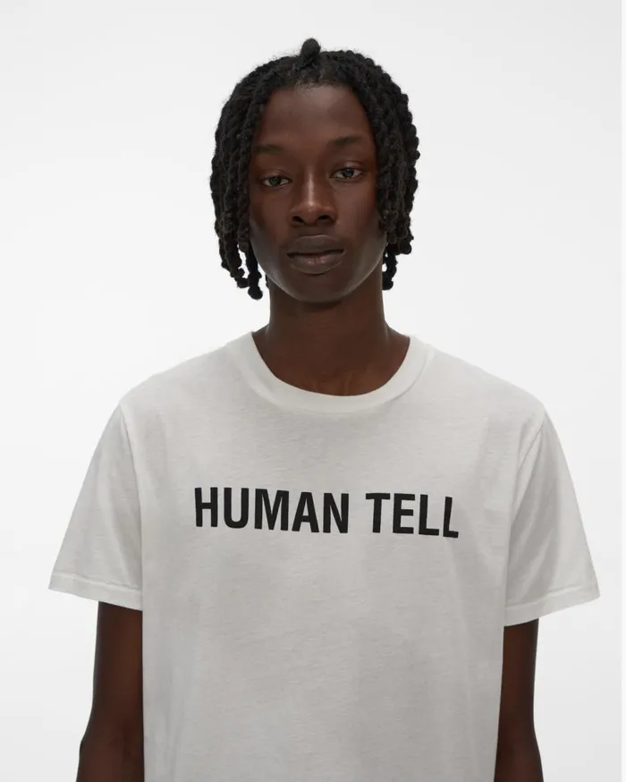 TShirts Men Helmut Lang HUMAN TELL Standard Tee Chalk White